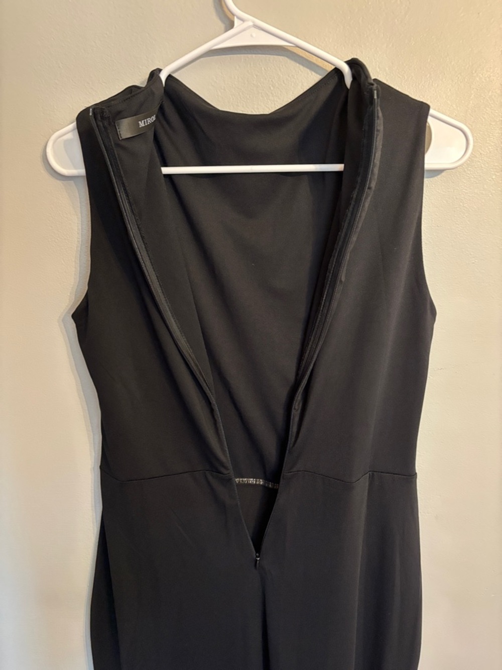 Sleeveless Mock Neck Black Midi Dress with Side Slit - Picture 7 of 12